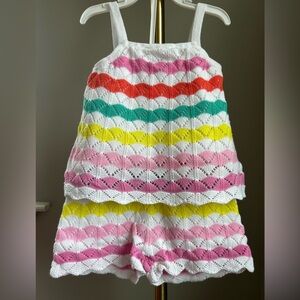 Janie & Jack Colorful Striped Knit Tank and Shorts Set